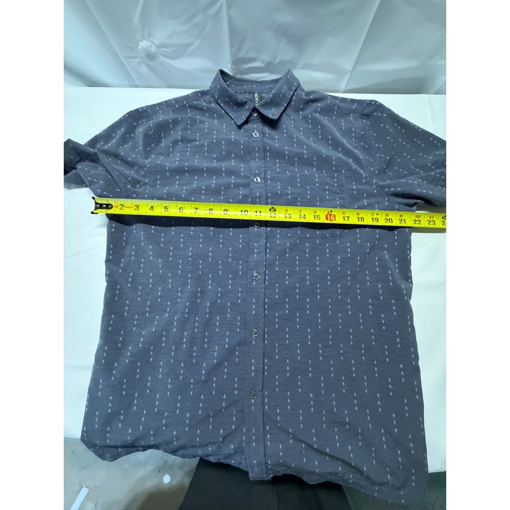 Vuori Mens Bridge Button Down Shirt Gray Geometric Pattern Short Sleeve V184 L - Picture 6 of 8